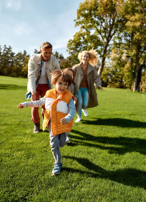 kid running with parents
